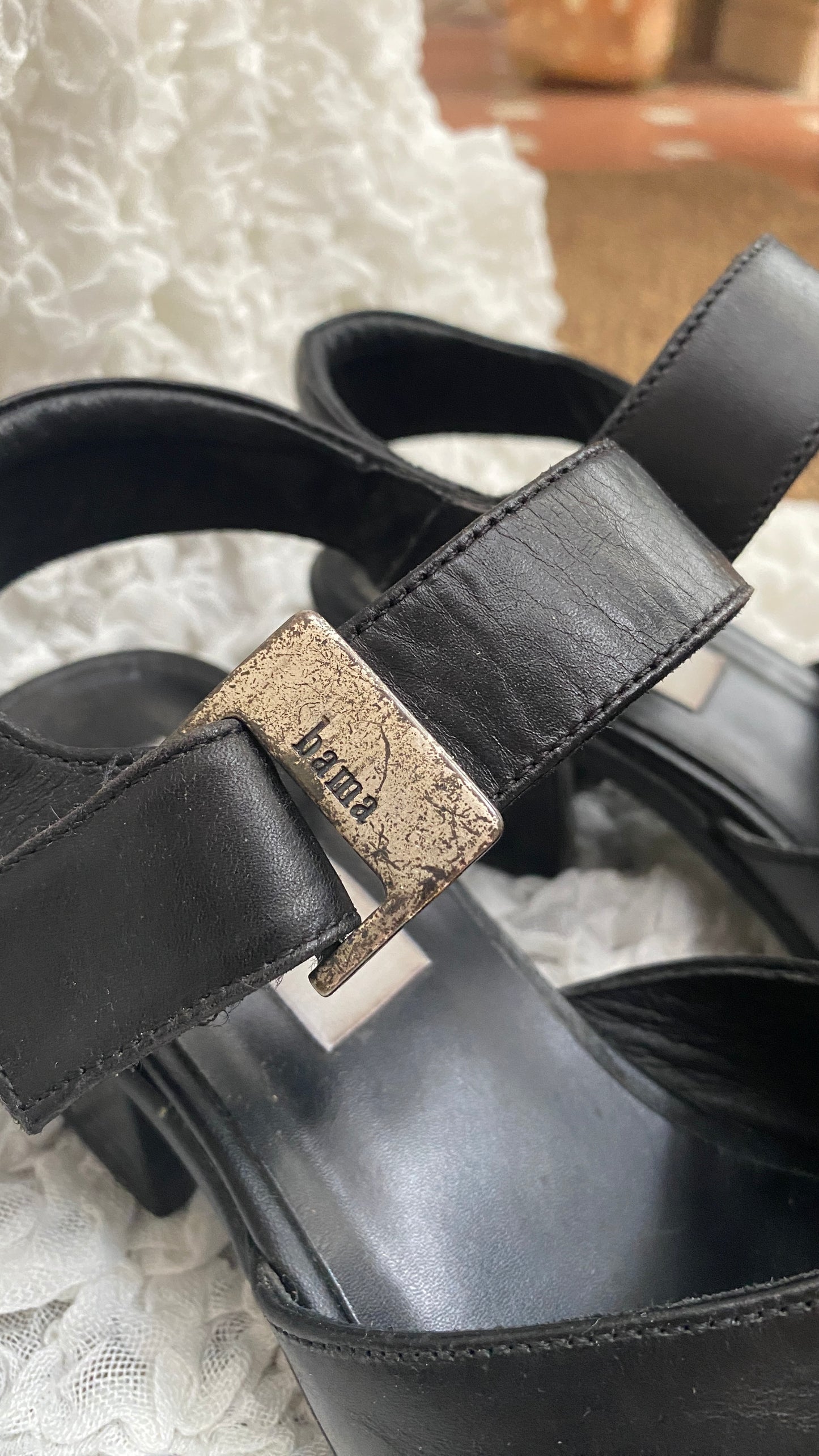 Bama Black Leather Heels – Size EU 37