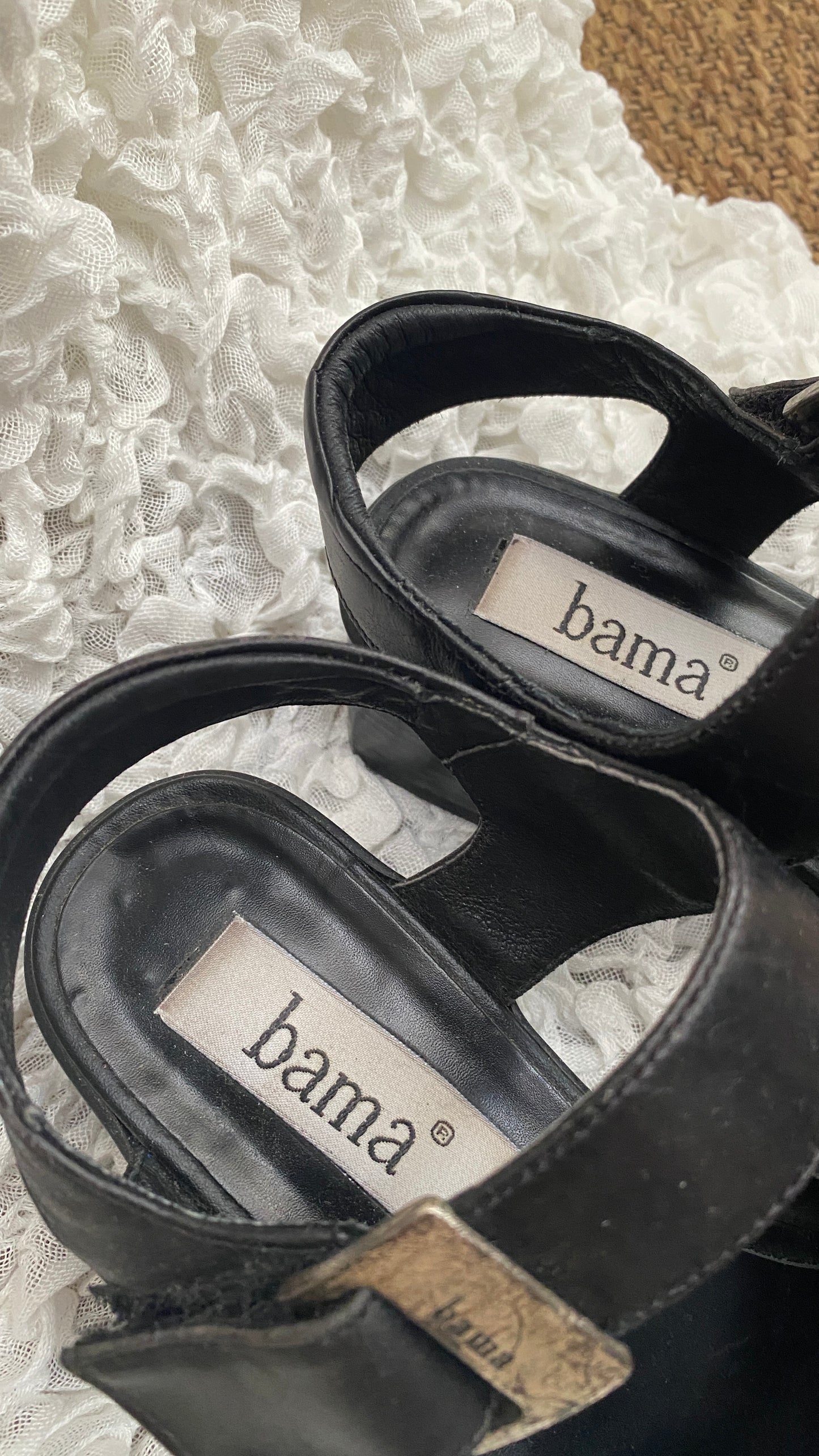 Bama Black Leather Heels – Size EU 37