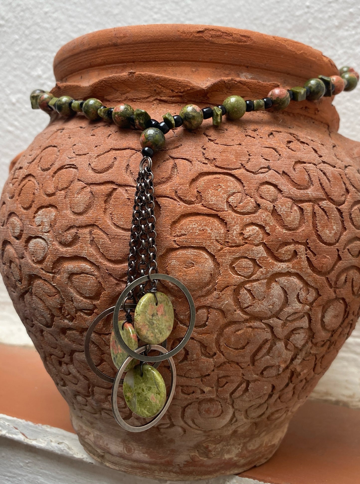 Unakite Tassel Necklace