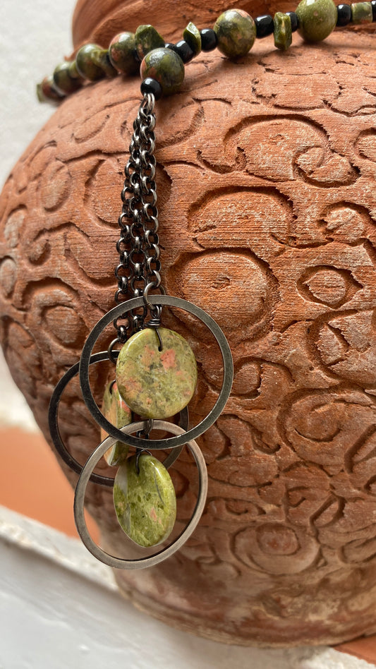 Unakite Tassel Necklace