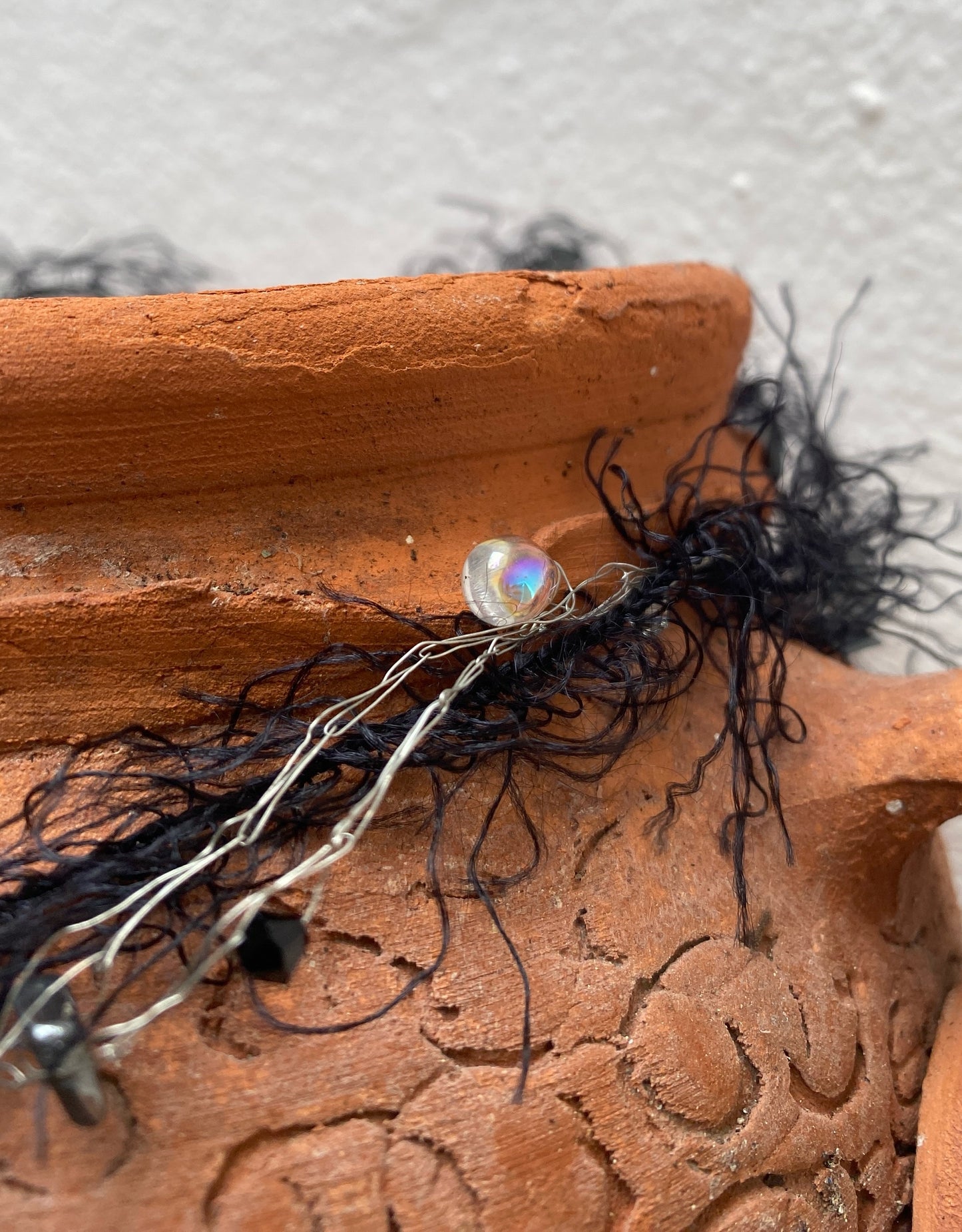 Handcrafted gothic-style necklace with selenite